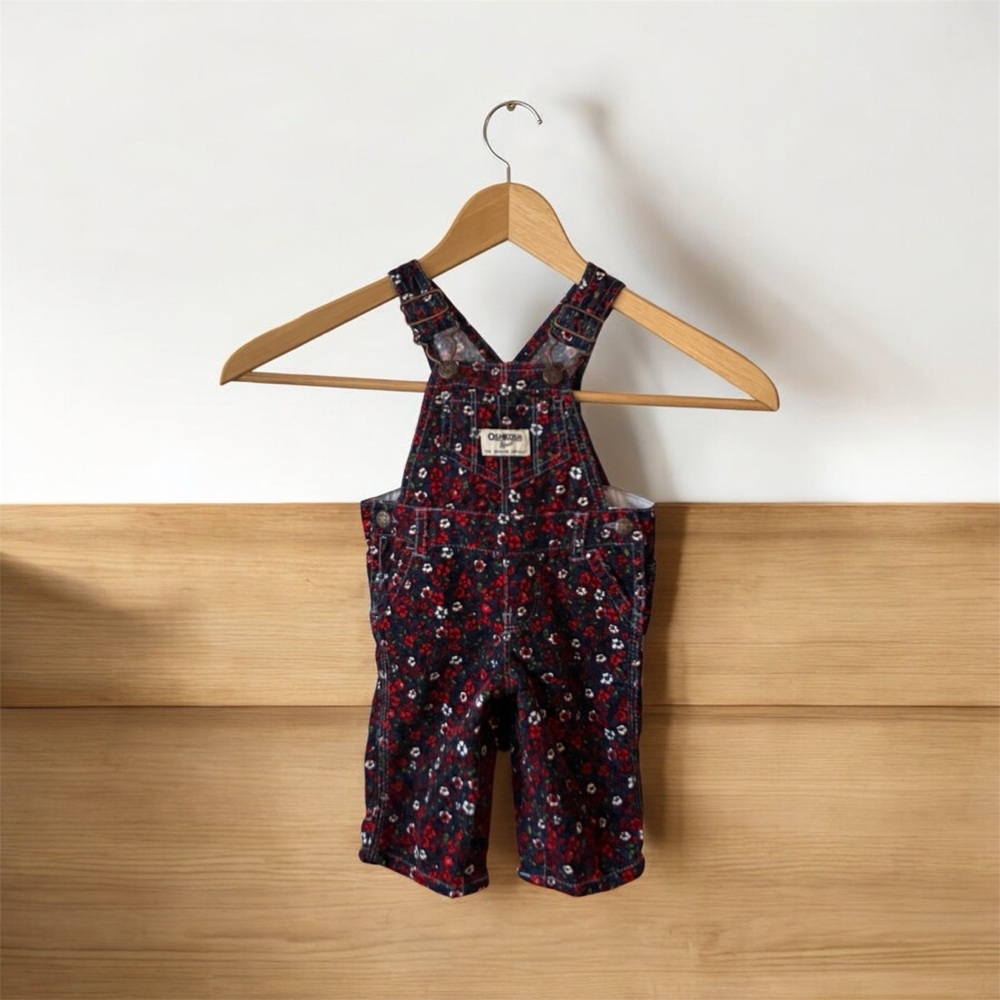 OSHKOSH B’GOSH Vestbak Girls 3 Months Floral Corduroy Overalls Country Cottage